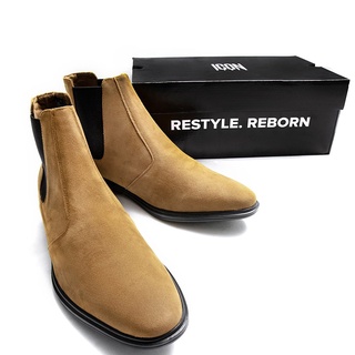 Giày Chelsea Boot Nam ICON DENIM Chất Da Lộn Cổ Cao Nâu GI011042