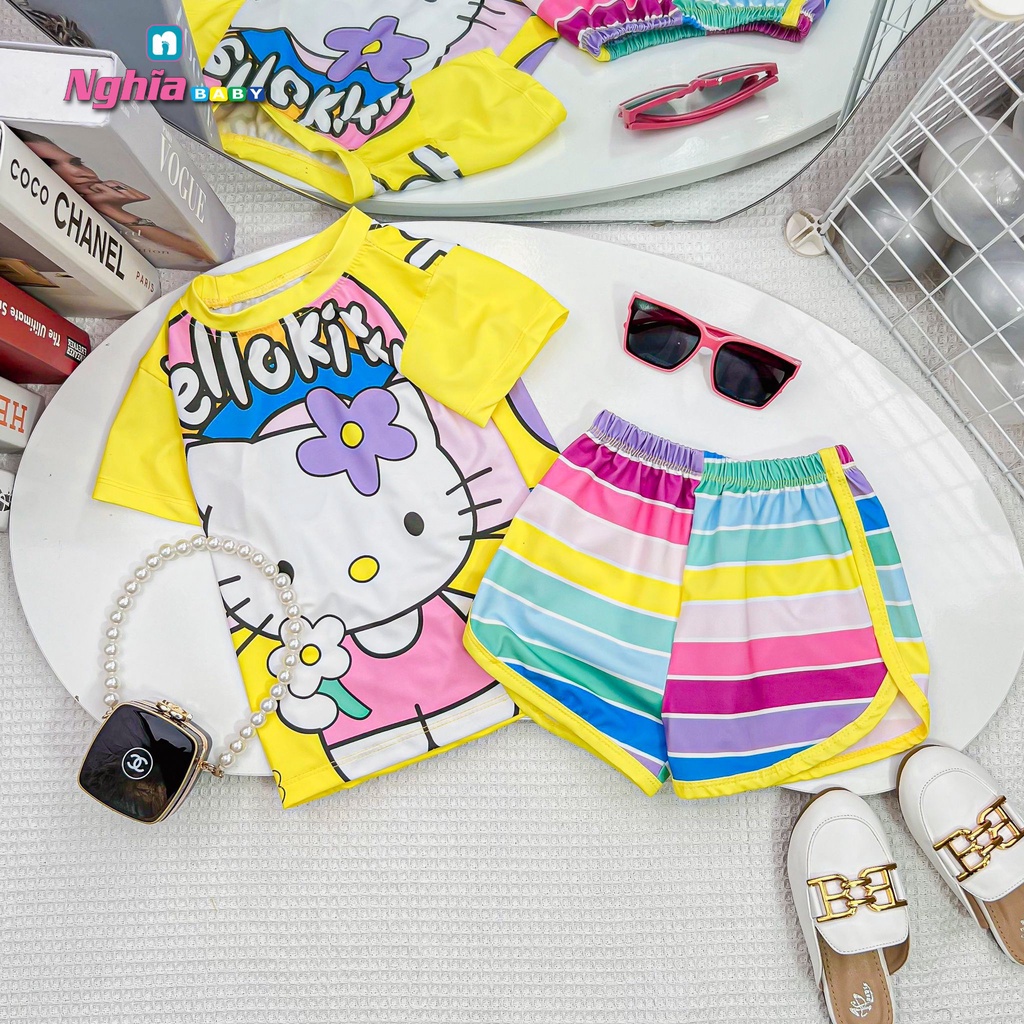 Đồ bộ bé gái quần đùi áo ngắn tay NGHĨA BABY dành cho bé gái