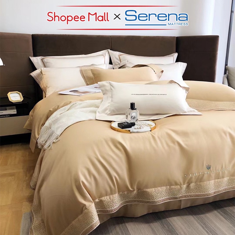 Ga Phủ Giường 5 Món Lụa Tencel 120s SERENA Chính Hãng Set Chăn Ga Ra Grap Drap Gối Nệm Đệm Trải Bọc Giường Trần Bông Đẹp