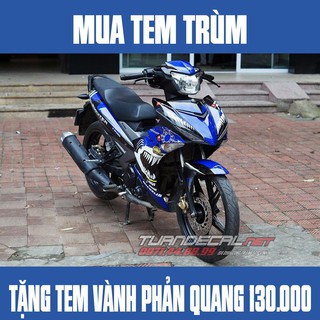 Tem Trùm Exciter 150 cá mập xanh đen - Tặng tem vành phản quang trị giá 130.000đ