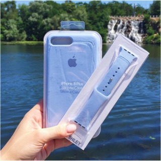 Set Azure Ốp iPhone và Dây Apple Watch Silicone