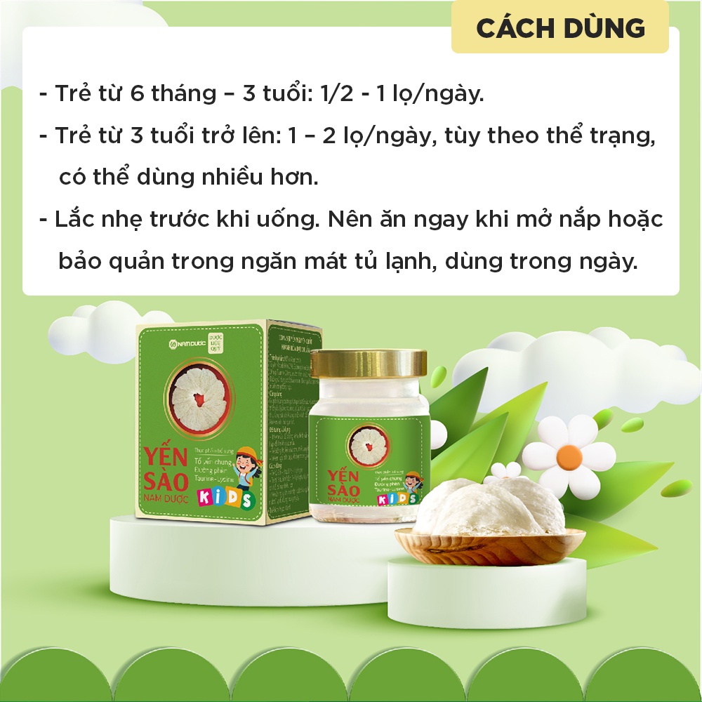 Yến sào nam dược kids bổ sung dinh dưỡng tăng đề kháng cho bé.Tổ yến nguyên chất lọ 70ml suckhoechomoinha