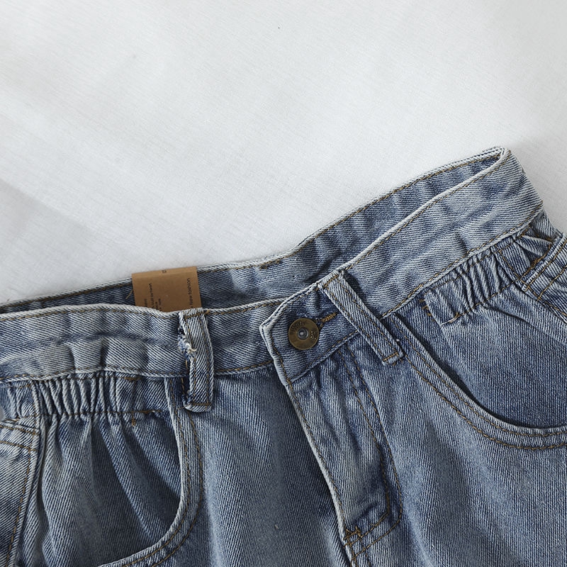 Quần short jean Hàn Quốc đơn giản retro cho nữ