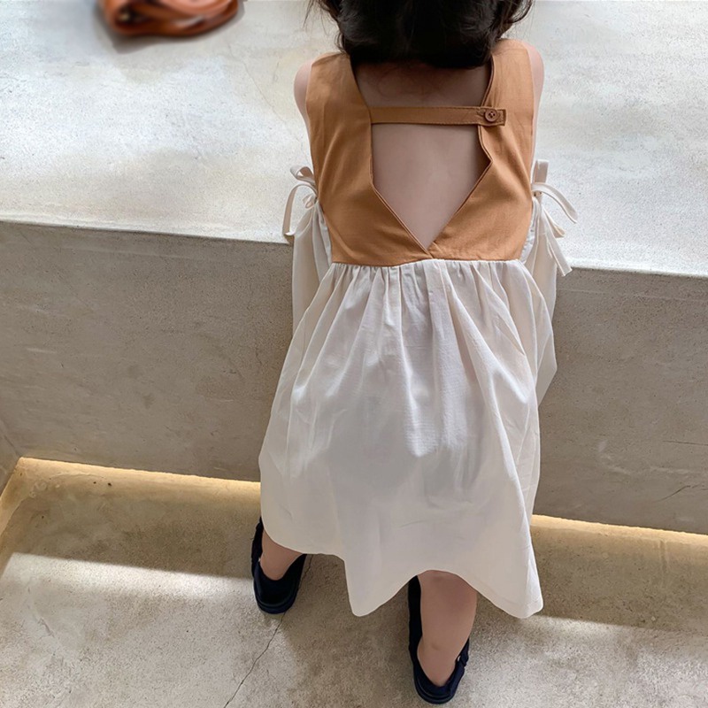 Đầm Không Tay Cổ Yếm Phong Cách Phương Tây Thời Trang Mùa Hè Cho Bé Gái