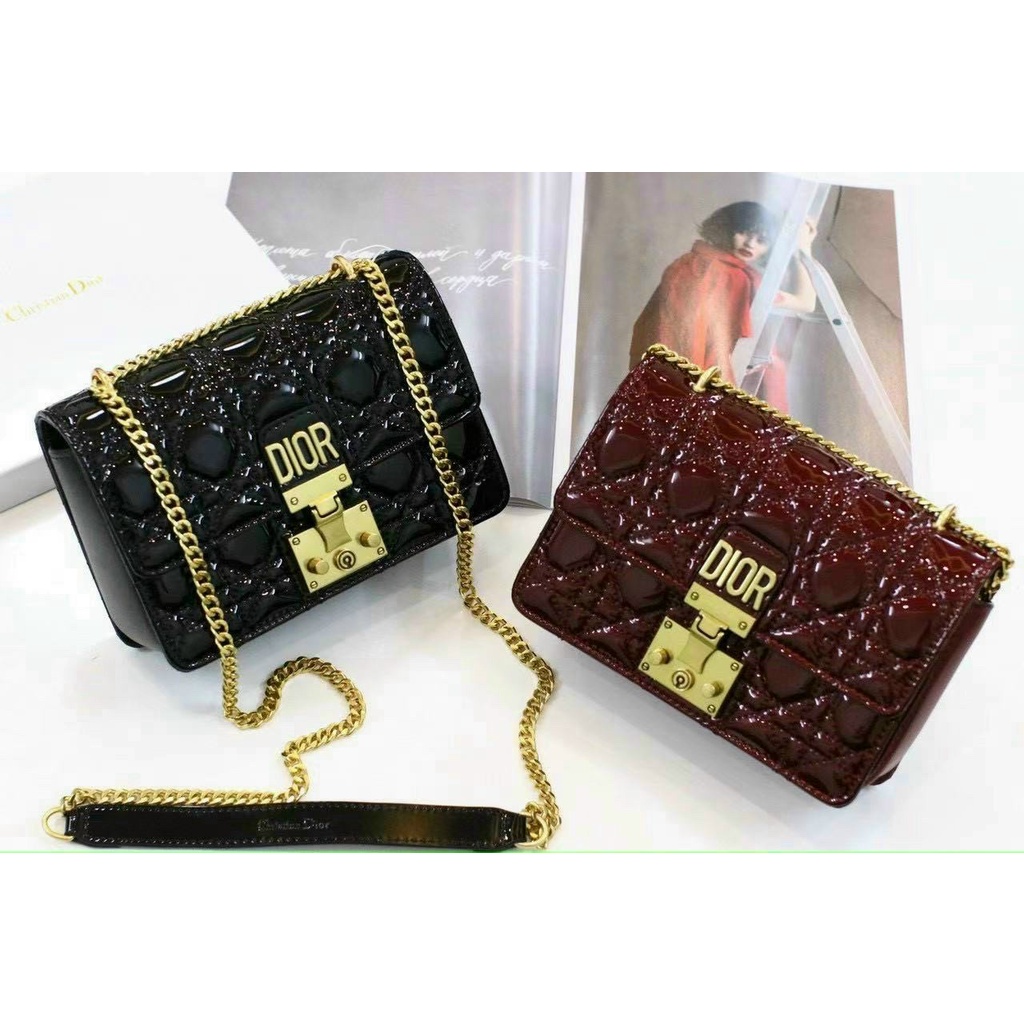Túi đeo chéo thời trang Di.or size mini siêu xinh/Túi xách Di.or khóa cài da bóng siêu sang