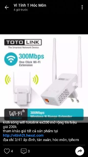 kích sóng wifi totolink ex200 mở rộng tín hiệu