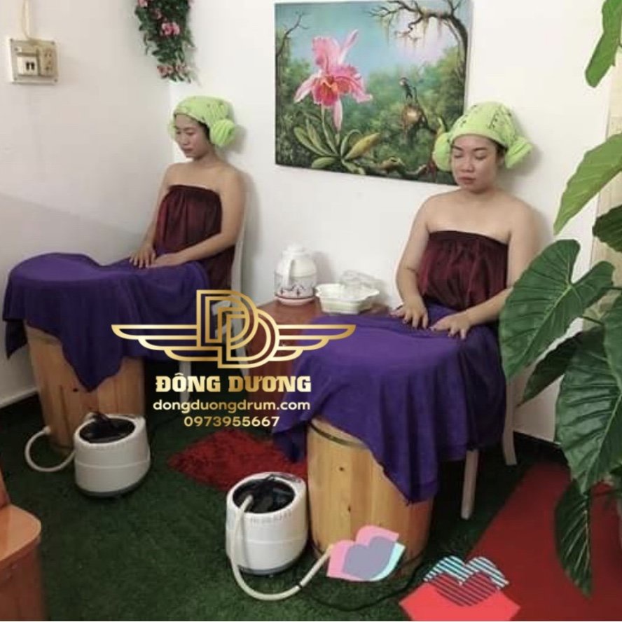 Thùng gỗ xông hơi chân kèm máy giúp làm giảm mệt mỏi, dễ chịu