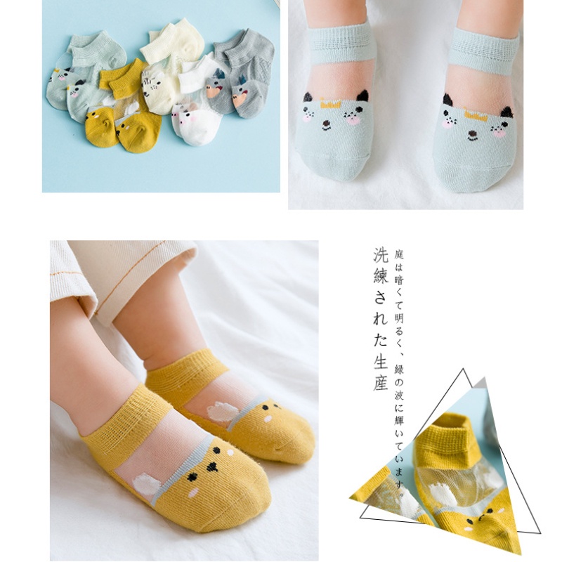 Bộ 5 Đôi Vớ Ngắn Phối Lưới Họa Tiết Hoạt Hình Dễ Thương Dành Cho Bé