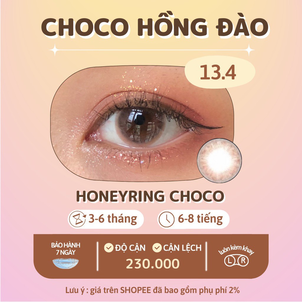 Kính áp tròng choco hồng đào Honeyring choco chính hãng Olens | Hạn sử dụng 3-6 tháng