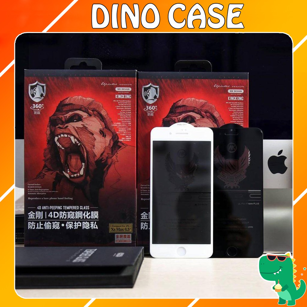 Cường Lực KINGKONG Full Màn Chống Nhìn Trộm 7plus 8plus X Xsmax 11promax 12 13pro 13promax (Chính Hãng WK)- Dino Case