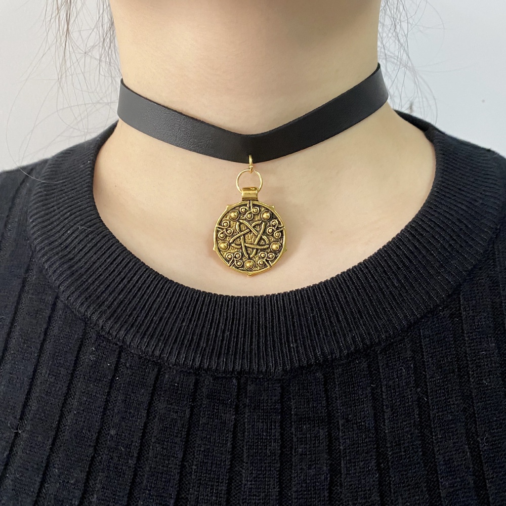 Vòng cổ choker da 3 màu phong cách cổ điển