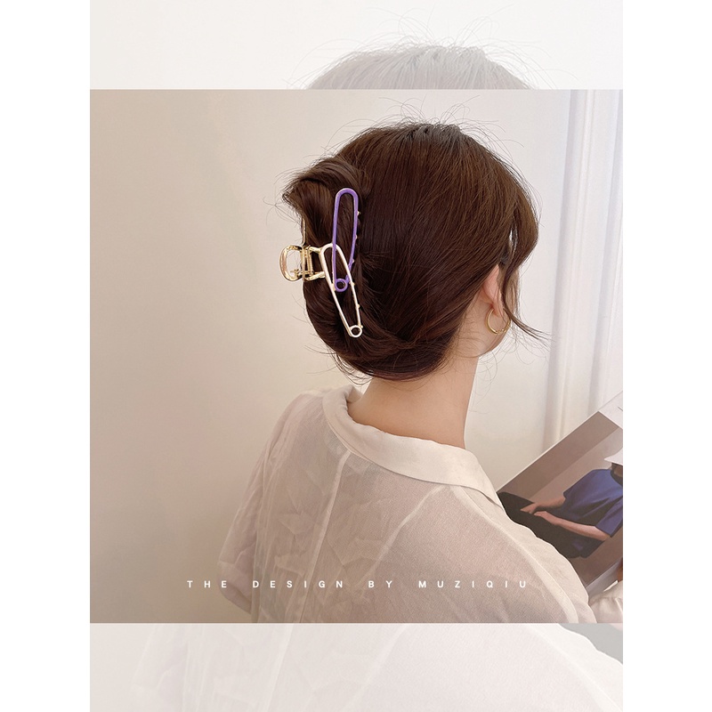 Kẹp Tóc Hình Cá Mập Bằng Kim Loại Kích Thước Lớn Phong Cách Hàn Quốc Cho Nữ