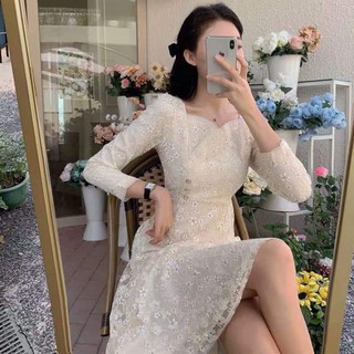 CÓ SẴN 1SIZE L / Đầm trắng ren công chúa có lót trong [ ORDER TAOBAO ]