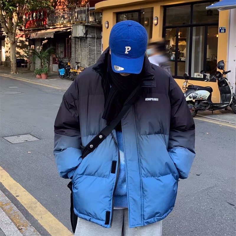 Áo khoác phao ombre phối màu loang đậm nhạt Ulzzang hiphop oversize siêu ấm siêu chất ❤️