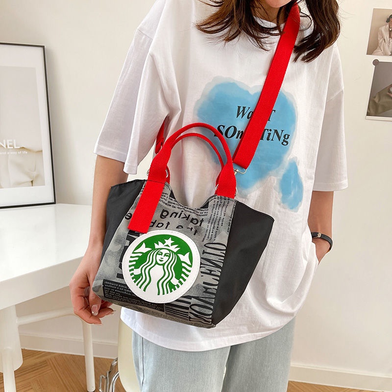 Túi vải Cỡ Lớn In Họa Tiết Starbucks Phong Cách Hàn Quốc Cho Nữ