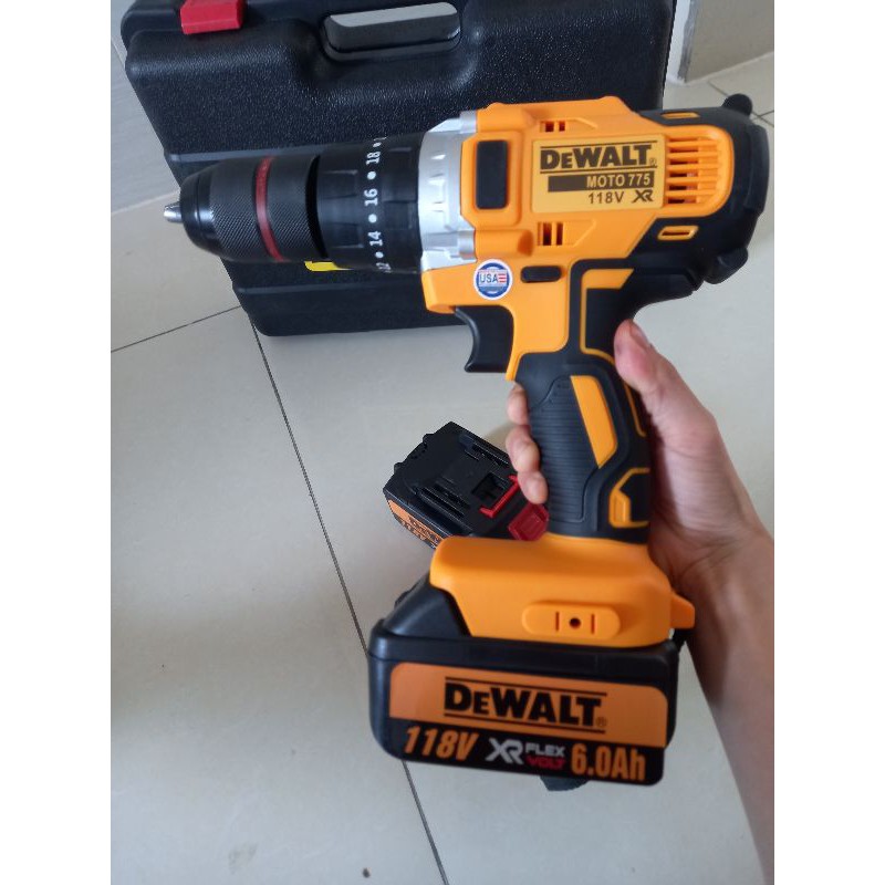 MÁY khoan pin dewalt 118v chính hãng pin trâu 10cell . 3 chức năng máy không chổi than