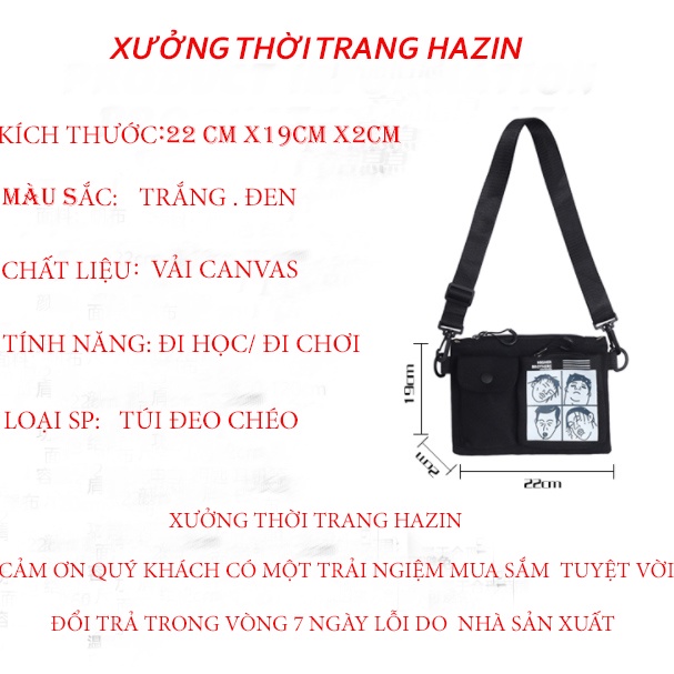 Túi đeo chéo ,túi Bao Tử vải canvas dày dặn mẫu hot tred nhất hiện nay thời trang UNIBAG