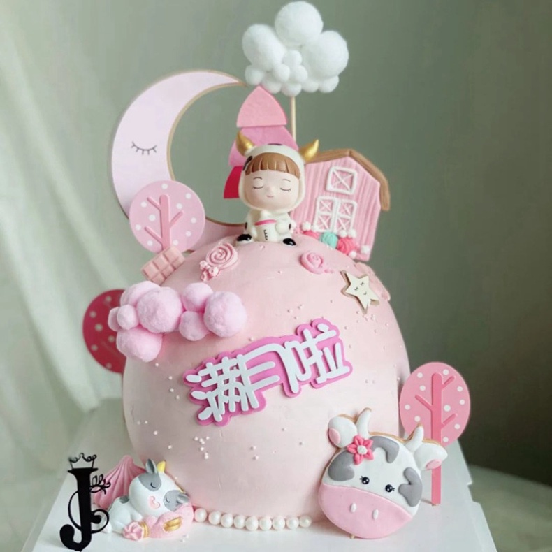 tượng em bé [FREESHIP❤️] cặp đôi bé bò sữa trang trí bánh