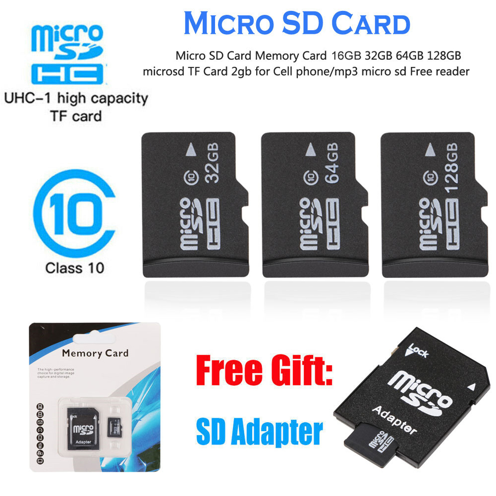 nguyên chất đầy đủ 128GB cực hạn Thẻ Micro SD TF Bộ nhớ Flash Class 10 Bộ chuyển đổi miễn phí