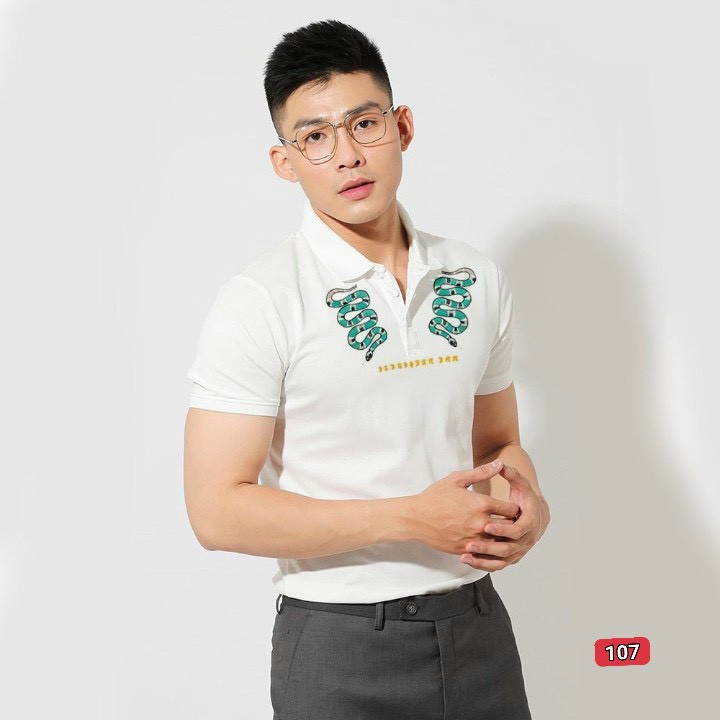 Áo thun nam cao cấp murad_fashion, áo phông nam màu trắng thêu hình rắn đẹp 2021 atn107 | BigBuy360 - bigbuy360.vn
