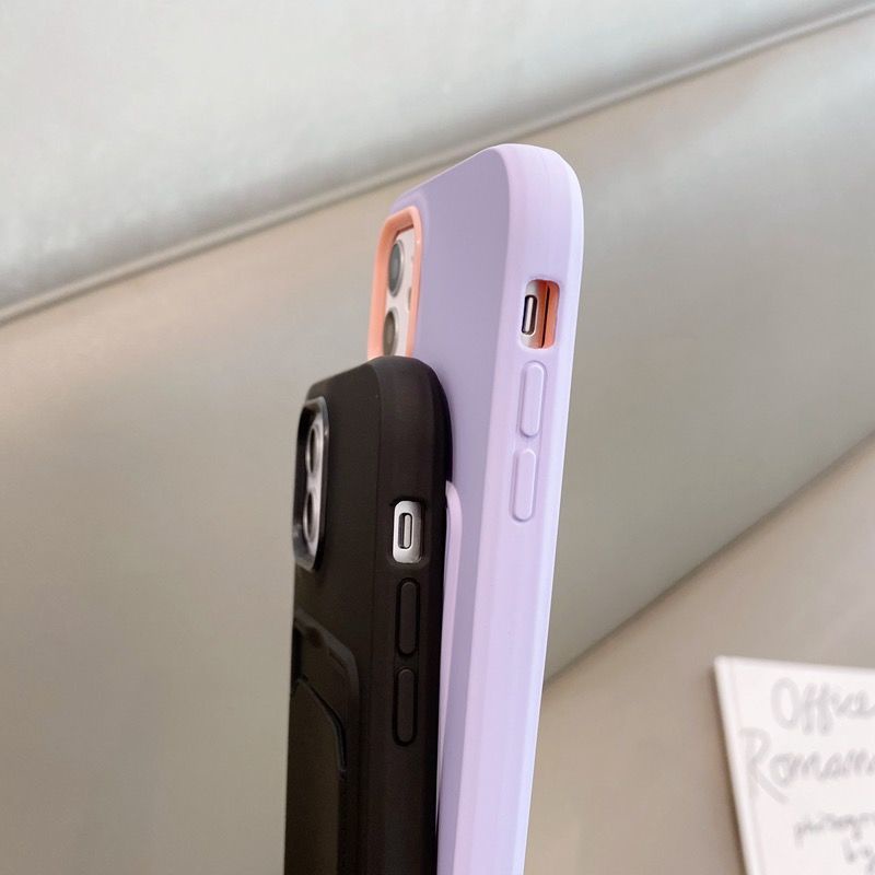 Ốp điện thoại silicon chống rơi phối màu tương phản phong cách Nhật Hàn cho iPhone11/13 pro/xsmax/12 promax 11 x/xr 2 trong 1 7/8p