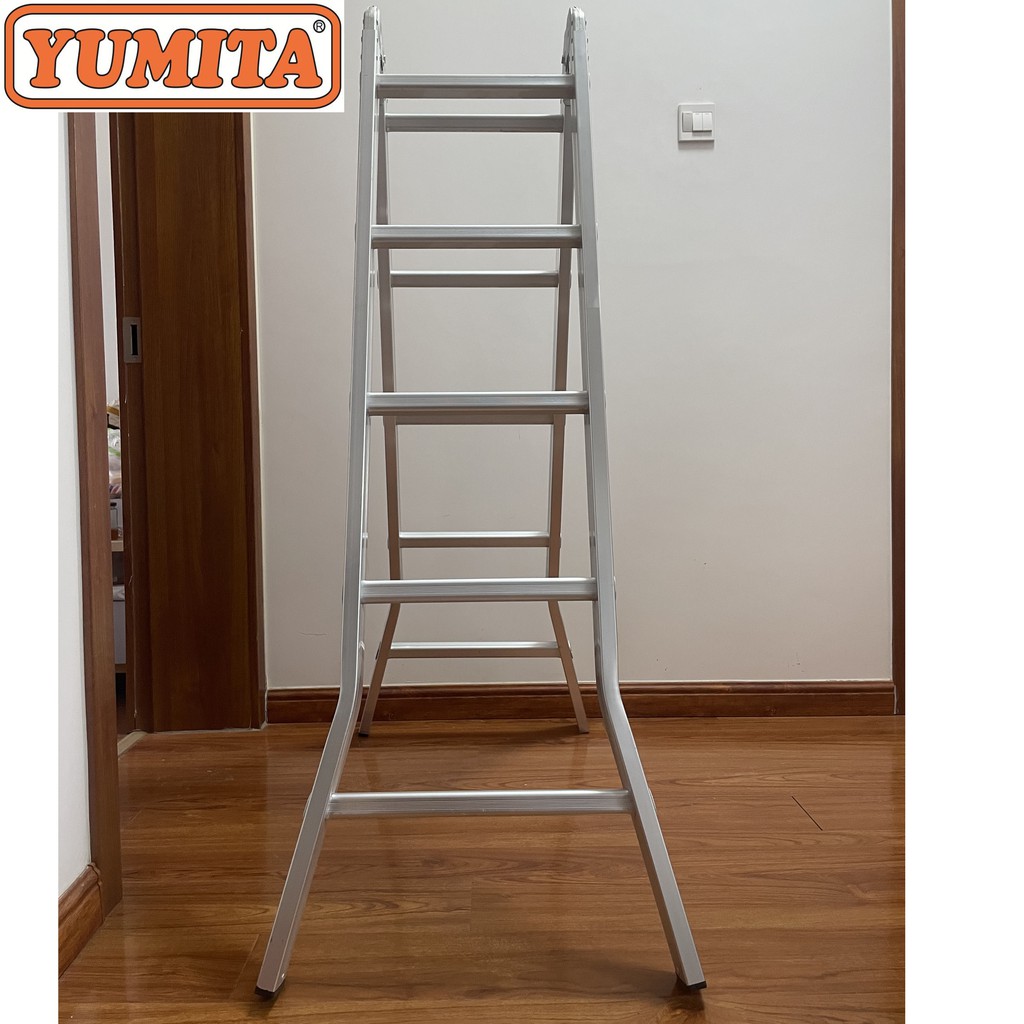 Thang nhôm gấp khóa tự động 2 đoạn x5 bậc (chữ A:1.45m chữ I: 3m) YUMITA Nhật BảnYMA-205 GIÁ RẺ