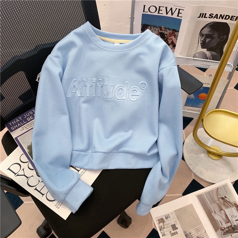 Áo Thun Tay Dài Cổ Tròn Dáng Rộng Thiết Kế Mới Thời Trang Mùa Thu Dành Cho