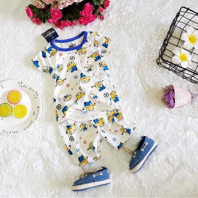 (giá xả)Bộ cotton 4c ngộ nghĩnh cộc tay bé trai 8-22kg
