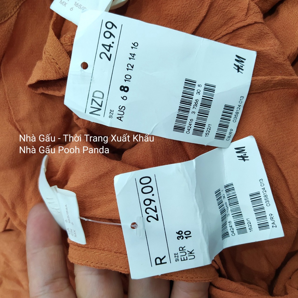 Áo tay ngắn H&M nữ màu nâu tây hàng xuất dư đẹp