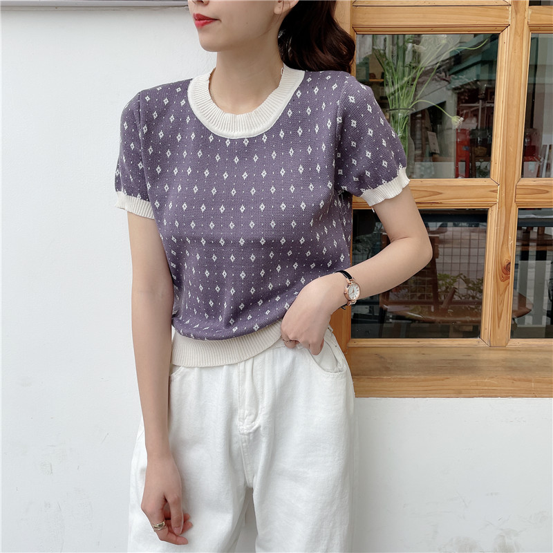 SUXI Áo Sơ Mi Tay Ngắn Cổ Tròn Dáng Rộng Thời Trang Dành Cho Nữ