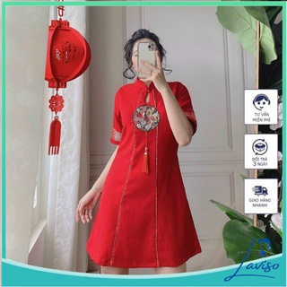 Váy dáng suông, đầm nữ cách tân cá tính đẹp dự tiệc dáng LAVISO V03