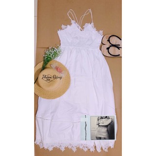 ĐẦM MAXI TRẮNG 2 DÂY VIỀN HOA