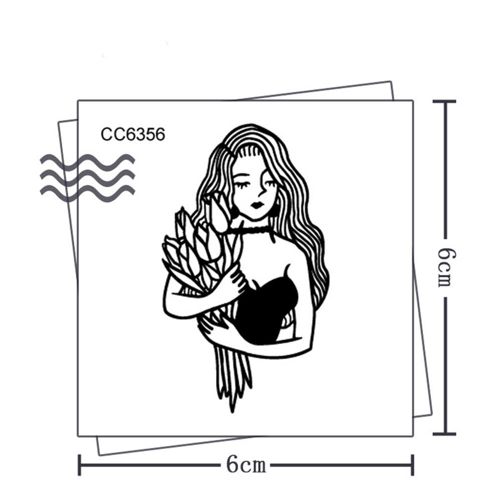 Nhãn dán trang trí cơ thể màu đen hình cô gái thiết kế chống nước DIY