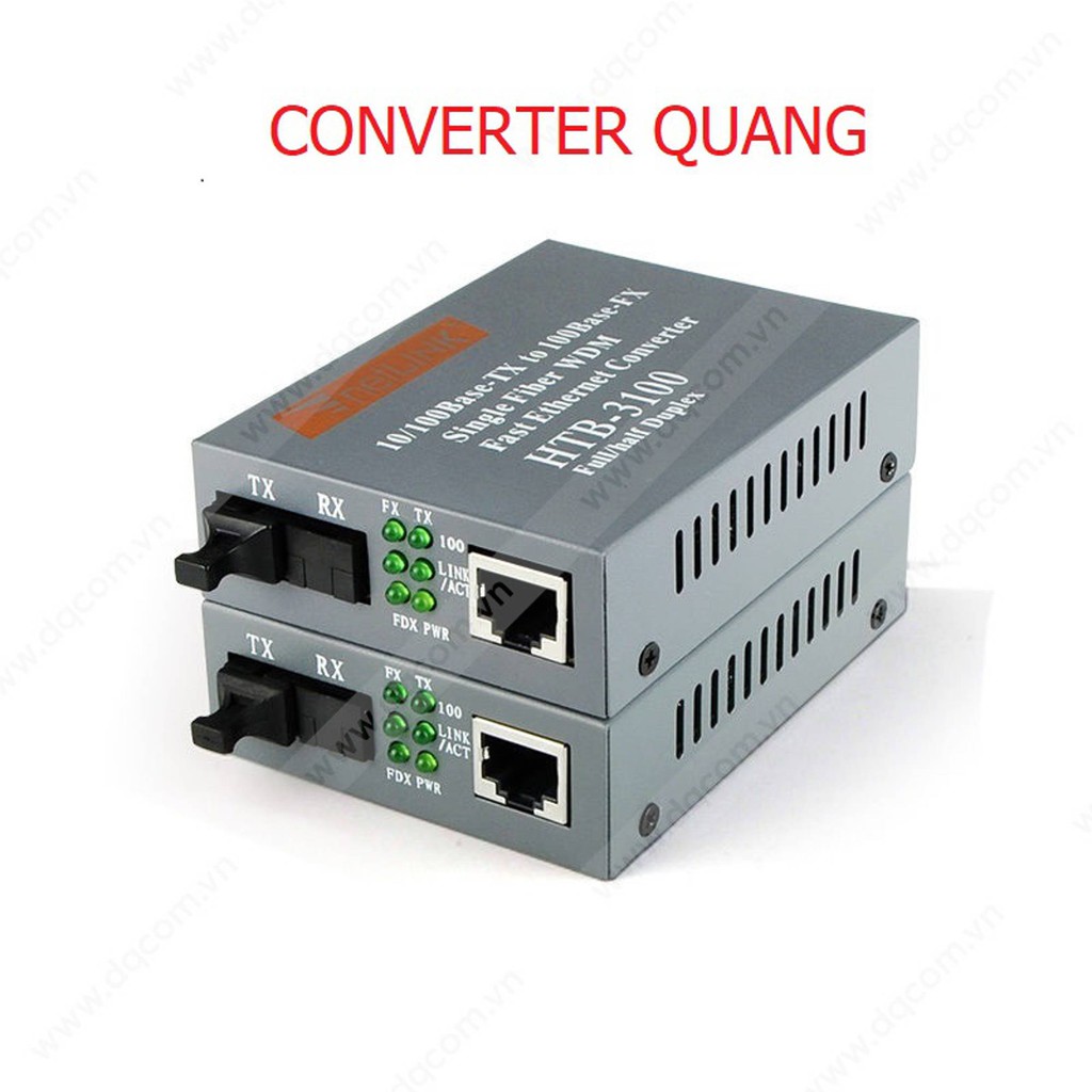 Chuyển đổi quang điện Netlink HTB-3100 B, Converter quang single-mode 1 sợi quang, 10/100, nguồn adapter 5V