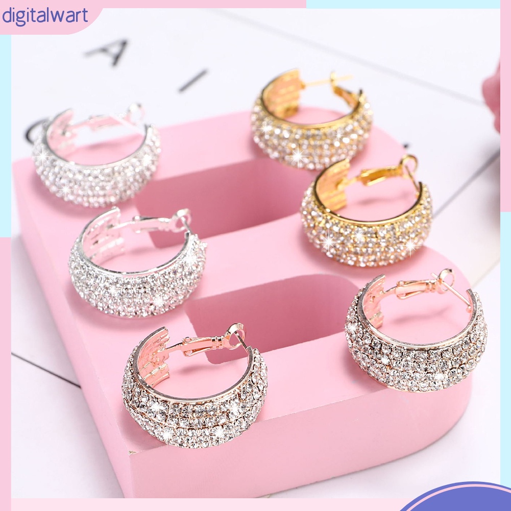 Cặp Khuyên Tai Thiết Kế Đính Đá Quý Nhân Tạo Sang Trọng Cá Tính Dành Cho Nữ Giới