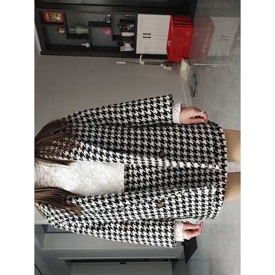 Sét áo váy dạ phong cách houndstooth retro sang chảnh Ulzzang Hàn Quốc A106