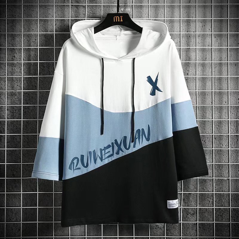 Áo Hoodie Tay Ngắn Dáng Rộng In Chữ Phong Cách Hip Hop Đường Phố Hàn Quốc Thời Trang Cho Nam Và Nữ Size M-3XL