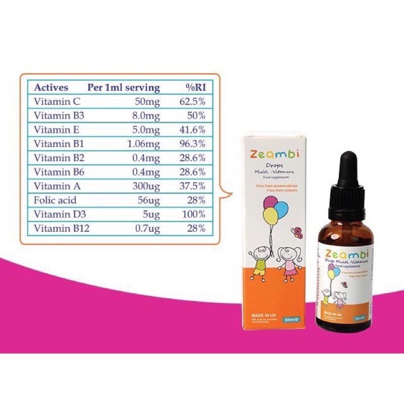 Vitamin Zeambi 30ml cho trẻ 6 tháng tuổi Từ Anh Quốc