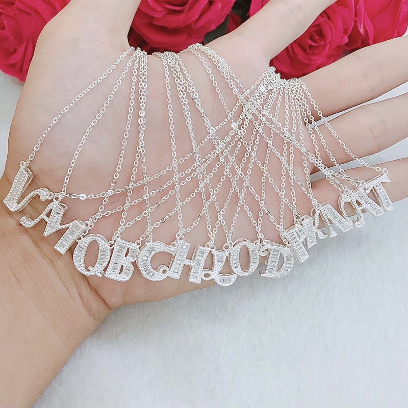 Dây chuyền bạc mặt chữ cái - Vòng cổ bạc mặt chữ cái - vàng bạc khải khải