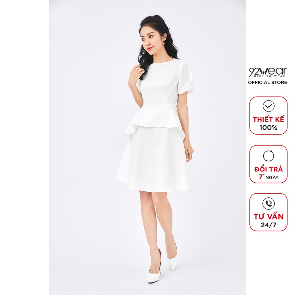 Đầm xòe 2 tầng 92WEAR váy công sở thanh lịch, tôn dáng phái đẹp DEW1088 | BigBuy360 - bigbuy360.vn