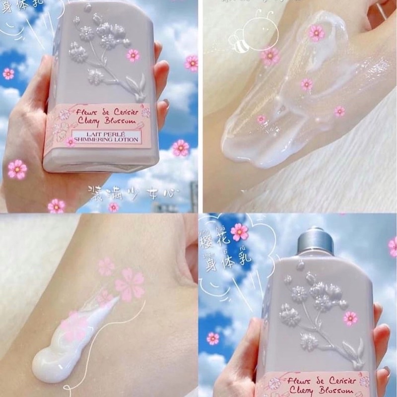 Dưỡng thể Loccitane Lait Perle Shimmering Cherry Blossom Lotion dưỡng ẩm giúp da mềm mịn mùi anh đào