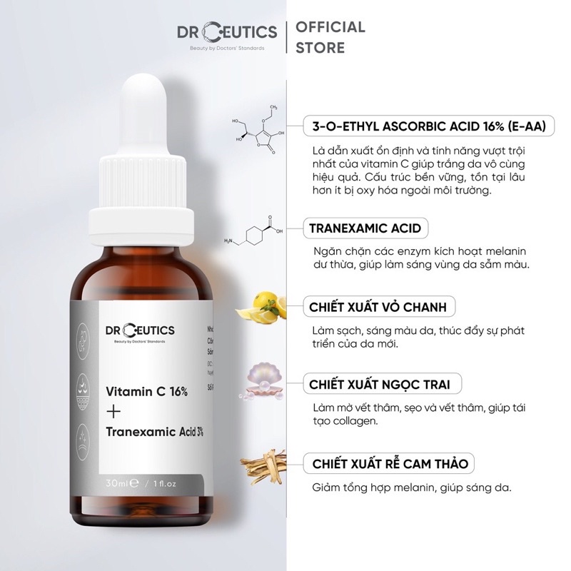 Serum Drceutics Sáng Da Chứa Vitamin C 16% Và Tranexamic Acid 3%