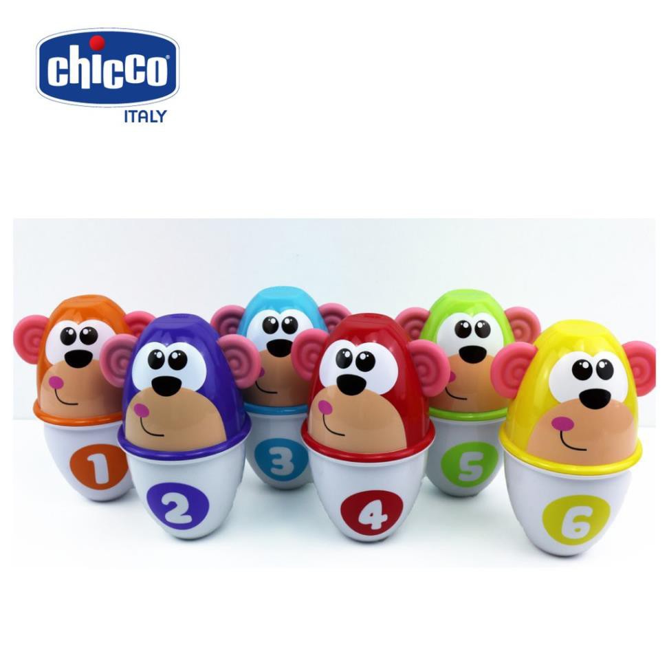 Đồ chơi Bowling khỉ con Chicco 18M+ (Bộ 6 chiếc)