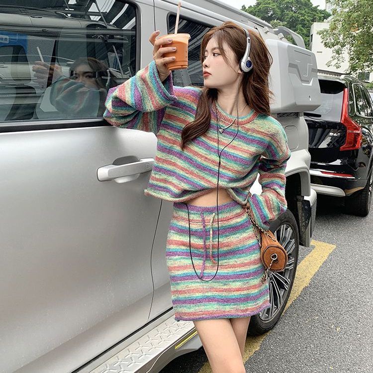 Áo Sweater Dệt Kim Kẻ Sọc Thời Trang Mùa Thu Năng Động