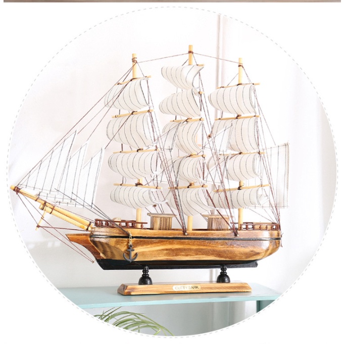 Mô hình thuyền buồm trang trí bằng gỗ thủ công trang trí nhà cửa- phong thủy may mắn- nhiều kích thước 20cm-32cm