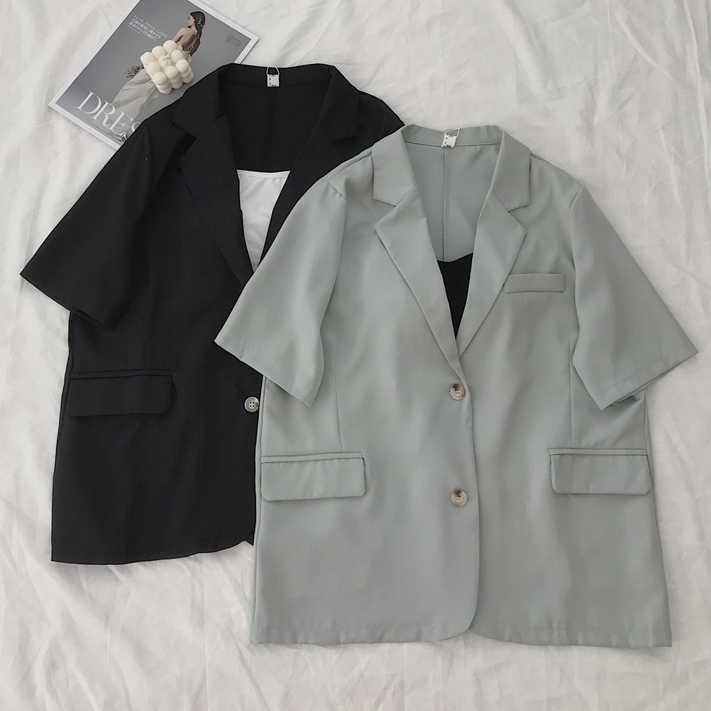 Áo Khoác Blazer Nữ Tay Ngắn JEM CLOSET Chất Tây Chéo Phong Cách Thời Thượng DESY 10334