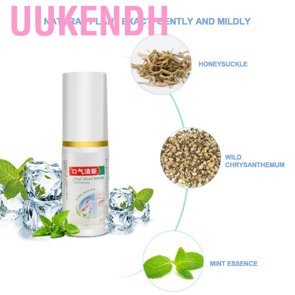 Uukendh Oral Hygiene Care Bad Breath Odor Herbal Mouth Freshener Antibacterial Spray 30ml
