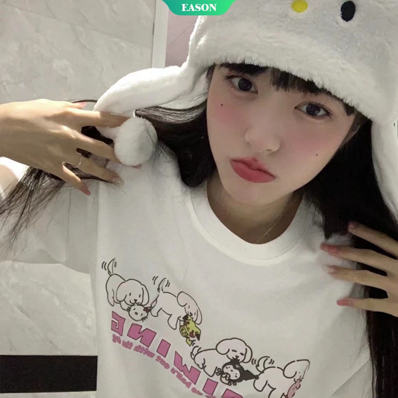 Sanrio Áo Thun Tay Ngắn In Họa Tiết Hoạt Hình Kirby Kuromi Và Pikachu Dễ Thương Thời Trang Mùa Hè Cho Nữ 2022