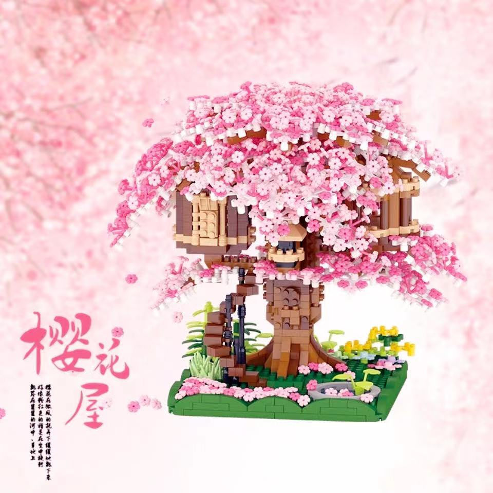 Mô Hình Đồ Chơi Lego Xếp Hình Ngôi Nhà Hoa Anh Đào Mini