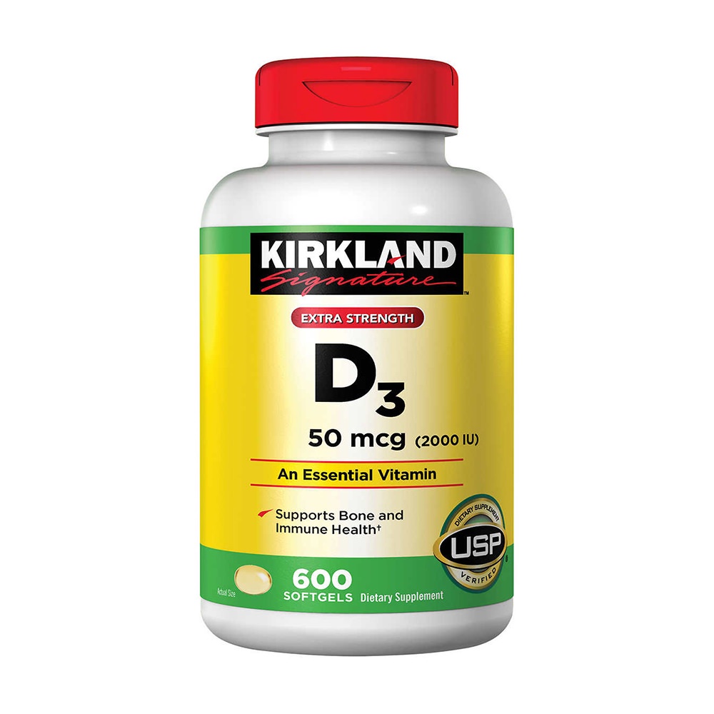 Viên uống bổ sung Vitamin D3 Kirkland Signature Vitamin D3 2000 IU 600 viên của Mỹ